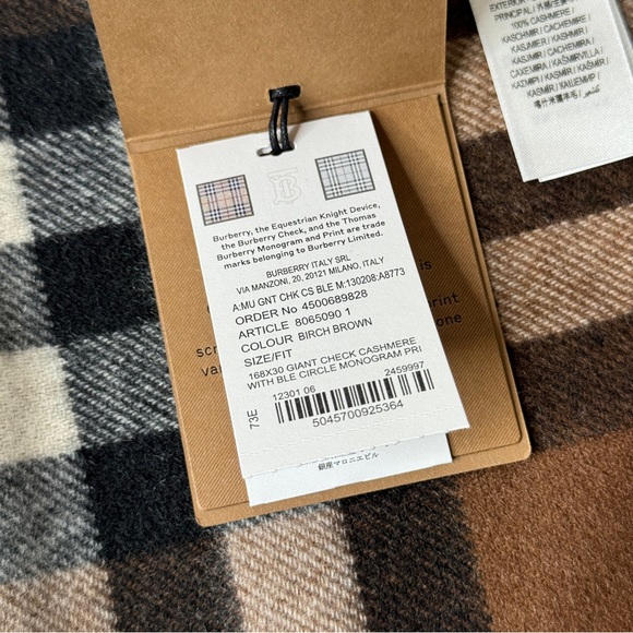 Burberry Cashmere Giant Check Scarf - Birch Brown - Picture 4 of 4